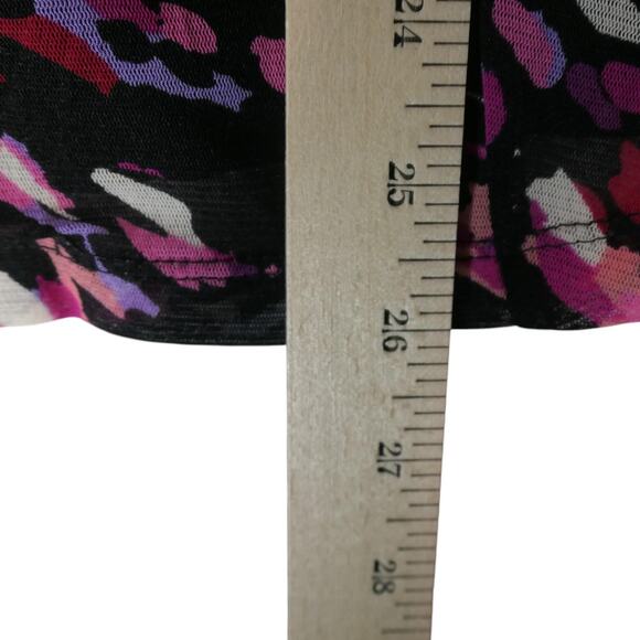 APT 9 Tunic Top Womens 1X Black Pink Ruffle V Neck Blouse 3/4 Sleeve Career Boho - Picture 5 of 8